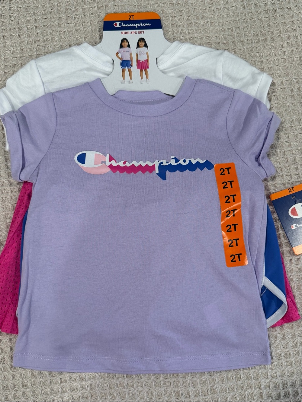 Champion Toddler Lavender Tee with Multi-Color Logo - 2T